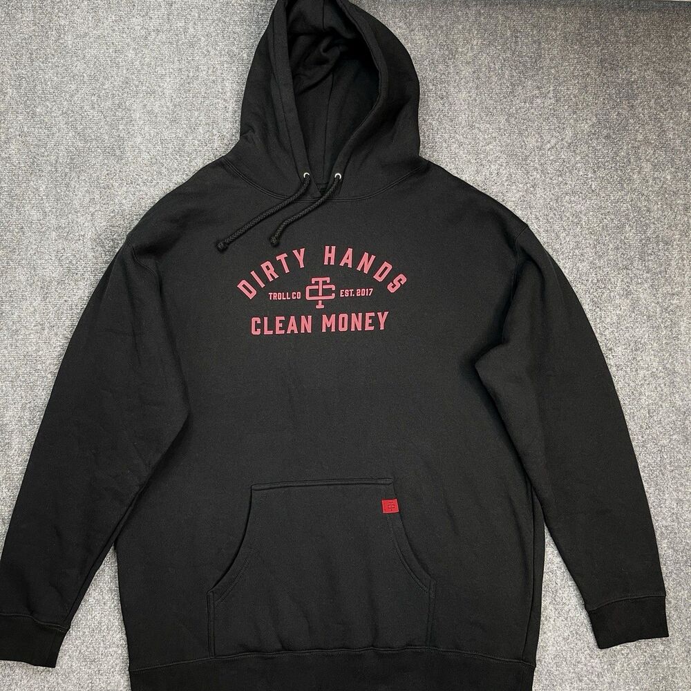 Troll Co Hoodie Size 3X DCHM Classic Dirty Hands Clean Money Logo Pink Black